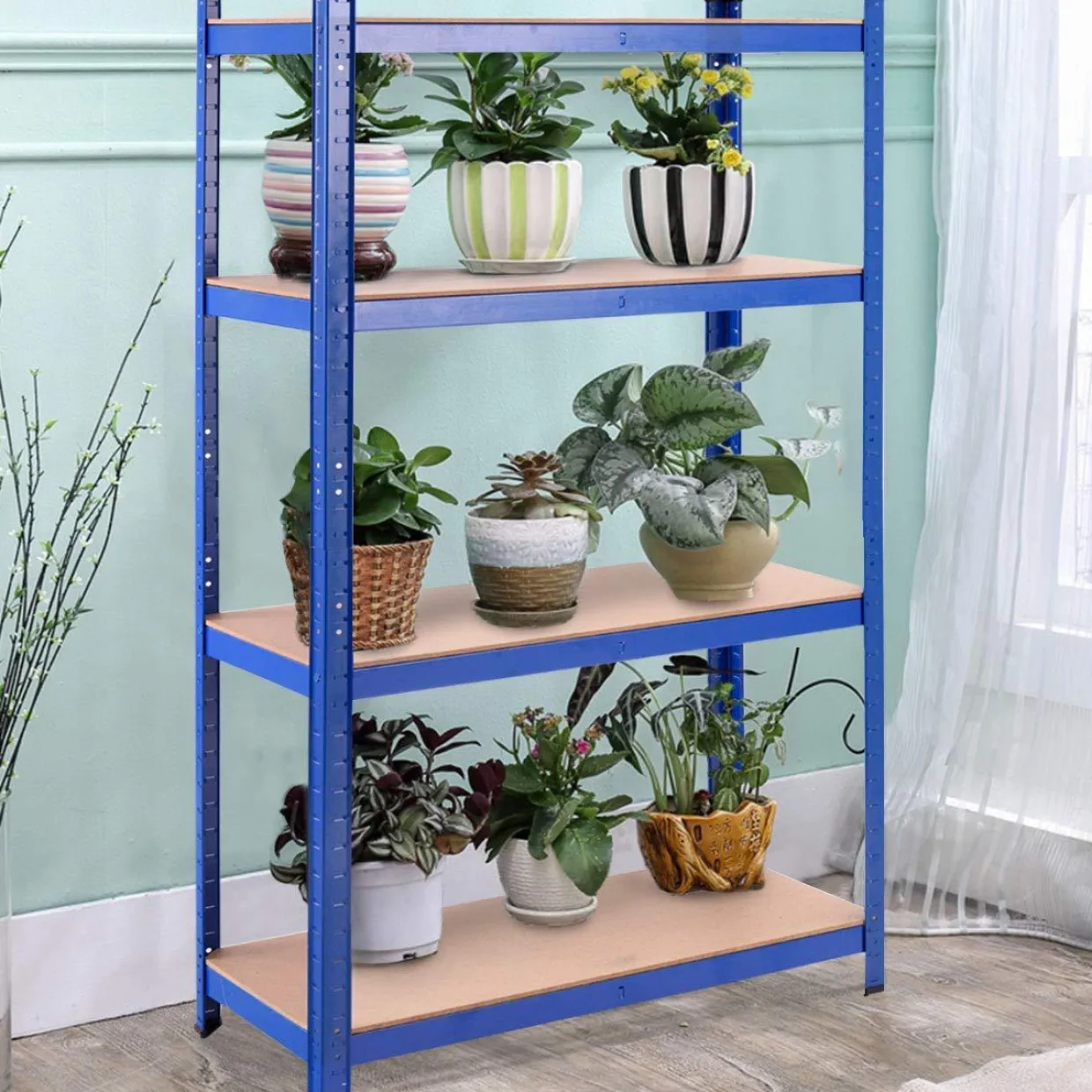 TANGKULA Home Garage Multi-Use Storage Rack with Adjustable Shelves, 4-Tier Garage Shelf