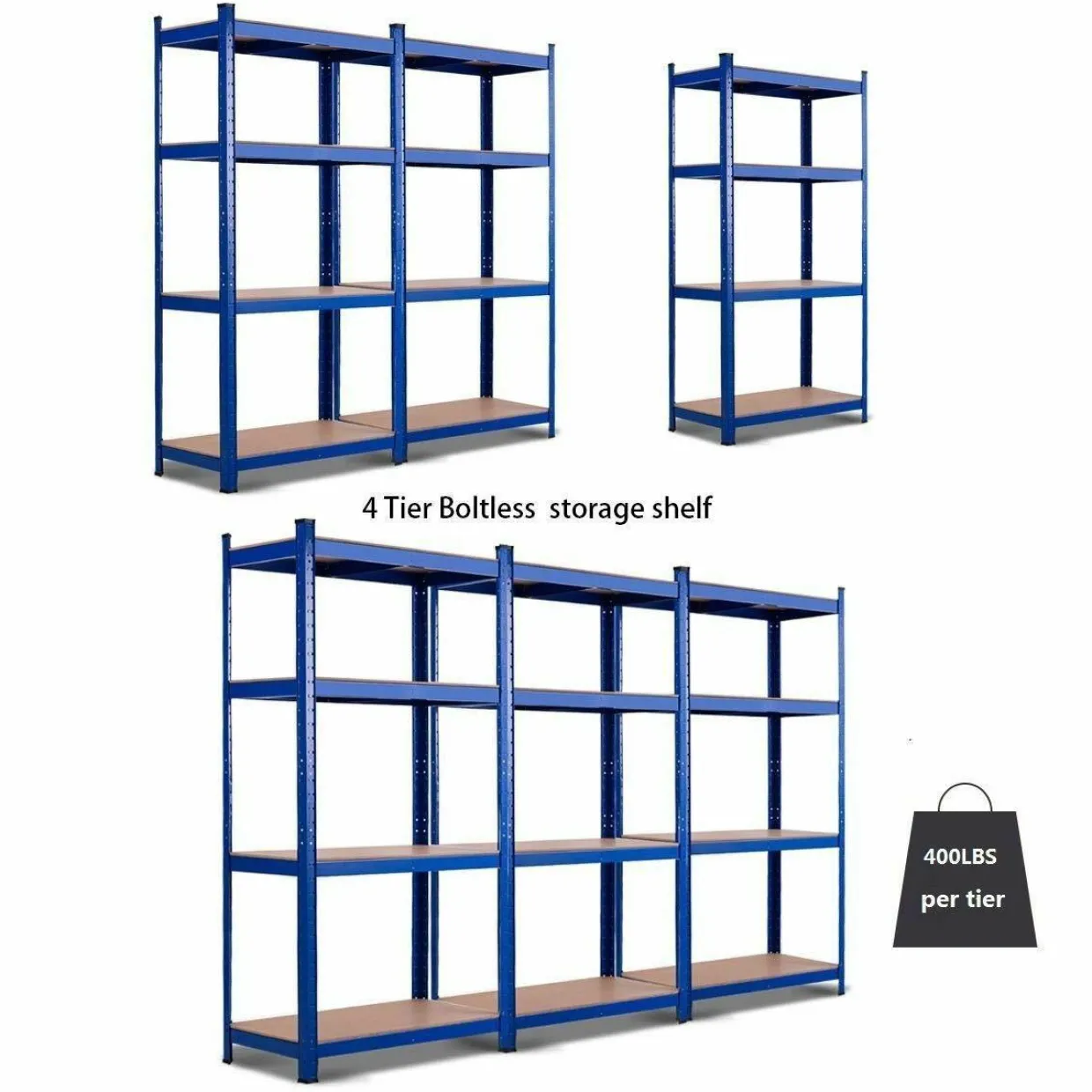 TANGKULA Home Garage Multi-Use Storage Rack with Adjustable Shelves, 4-Tier Garage Shelf