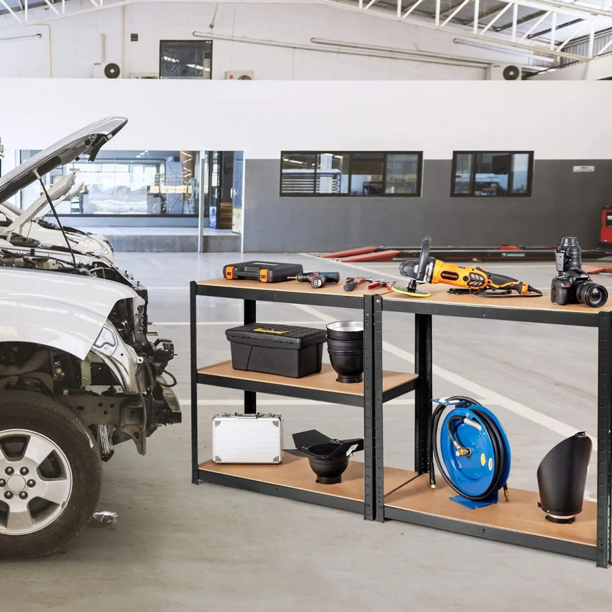 TANGKULA Home Garage Multi-Use Storage Rack with Adjustable Shelves, 4-Tier Garage Shelf