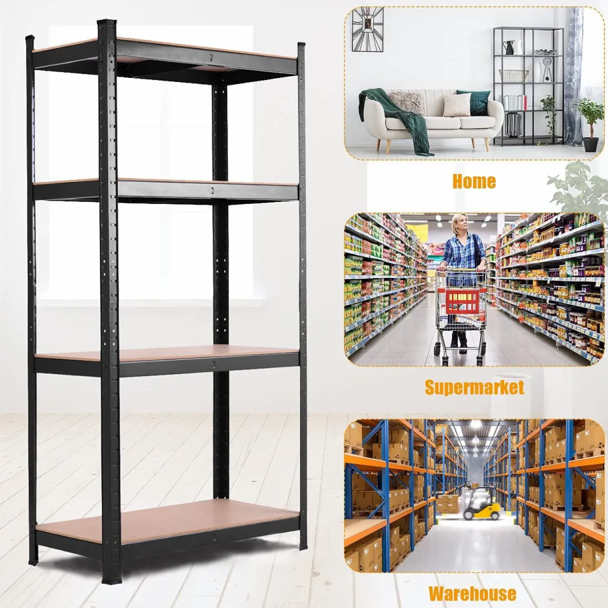 TANGKULA Home Garage Multi-Use Storage Rack with Adjustable Shelves, 4-Tier Garage Shelf