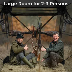Tangkula Hunting Blind, 2-3 Person 360 Degree One-Way See-Through Ground Blind with Full-Open Door & Sliding Windows