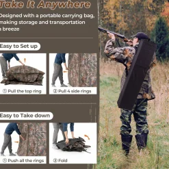 Tangkula Hunting Blind, 2-3 Person 360 Degree One-Way See-Through Ground Blind with Full-Open Door & Sliding Windows