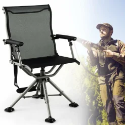 Tangkula Hunting Chair, 360 Degree Silent Swivel Blind Chair with 4 Adjustable Aluminum Legs