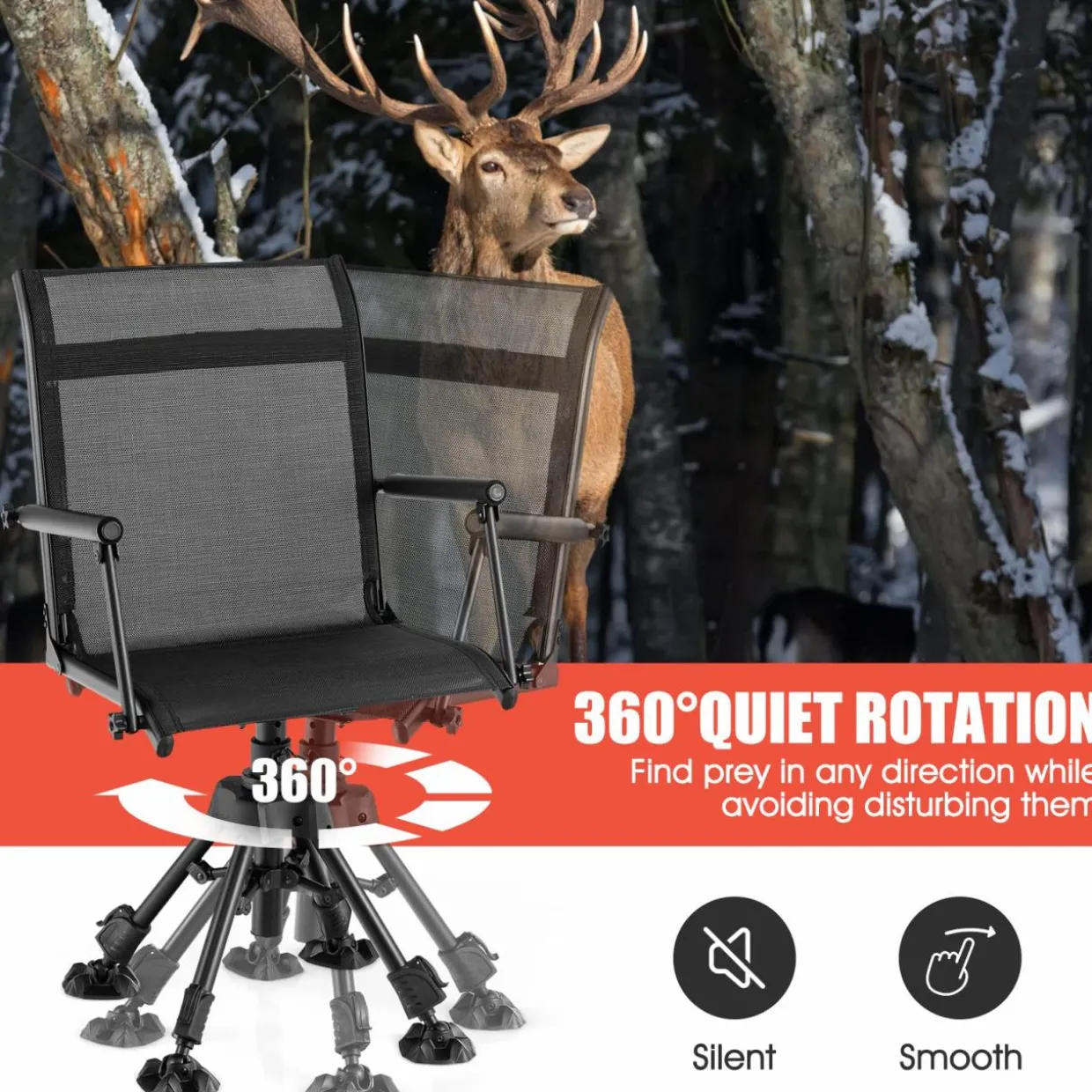 Tangkula Hunting Chair, 360-degree Swivel Hunting Blind Chair with Adjustable Height