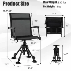 Tangkula Hunting Chair, 360-degree Swivel Hunting Blind Chair with Adjustable Height