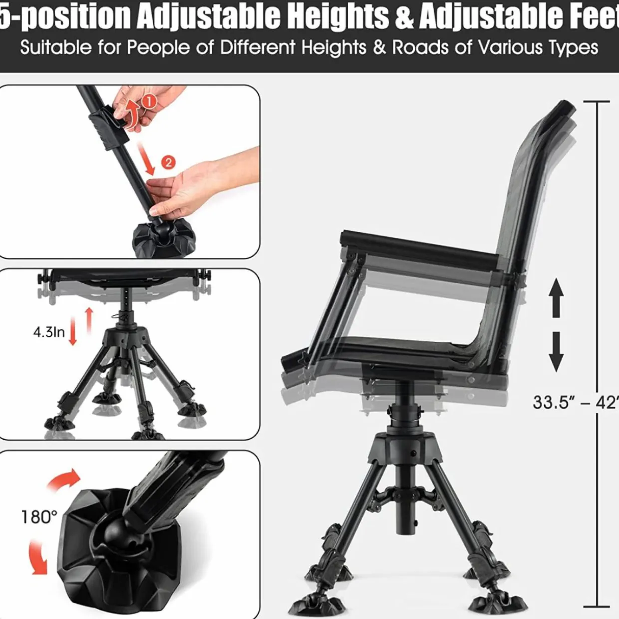Tangkula Hunting Chair, 360-degree Swivel Hunting Blind Chair with Adjustable Height