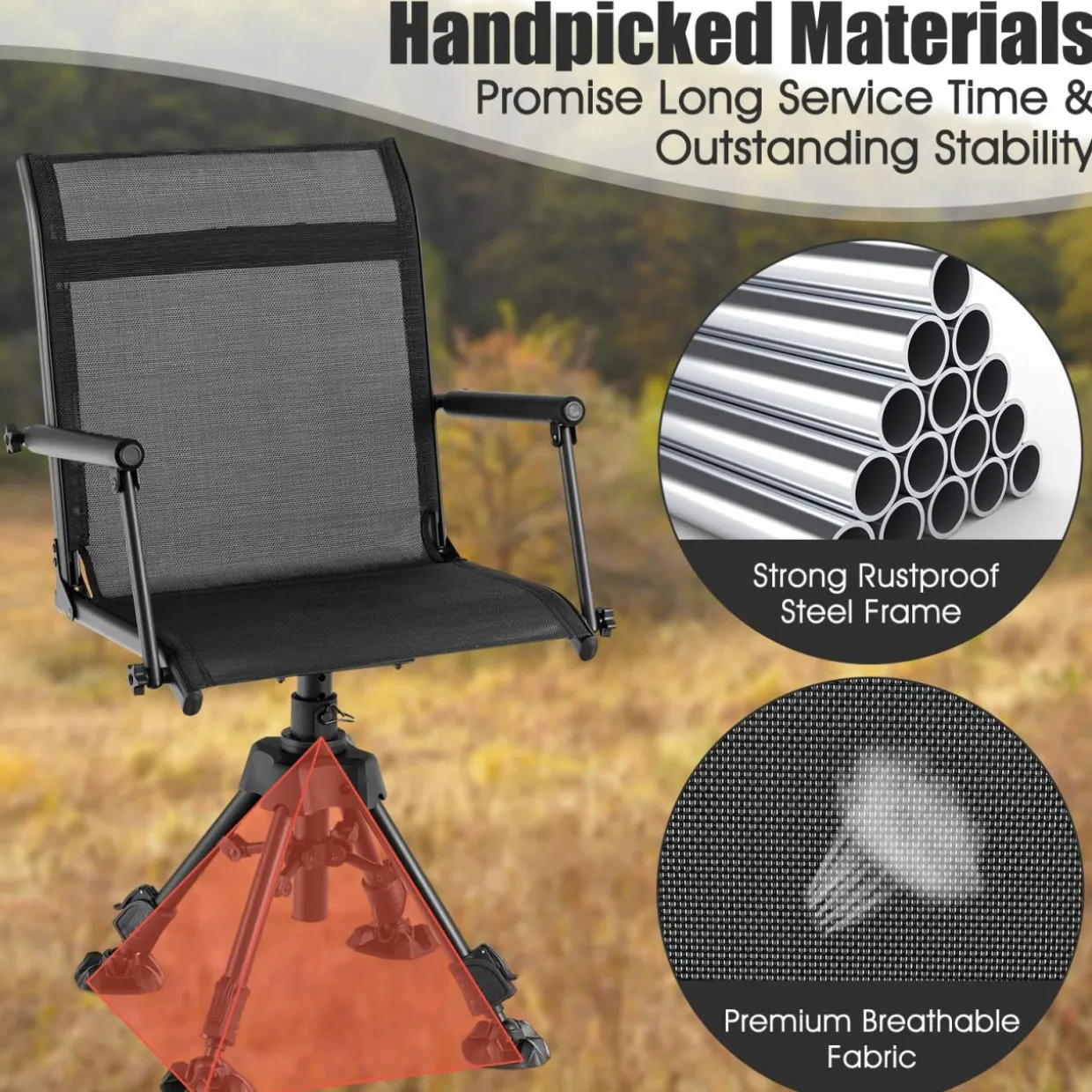 Tangkula Hunting Chair, 360-degree Swivel Hunting Blind Chair with Adjustable Height