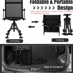 Tangkula Hunting Chair, 360-degree Swivel Hunting Blind Chair with Adjustable Height