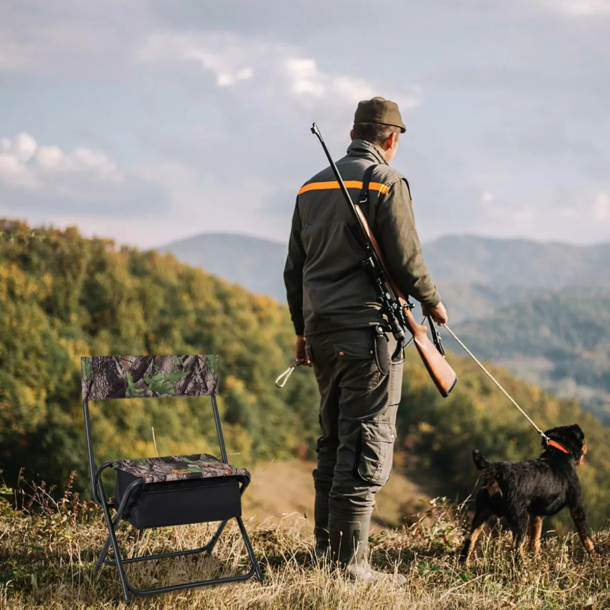 Tangkula Hunting Chair, Foldable Hunting Blind Chair with Storage Pocket