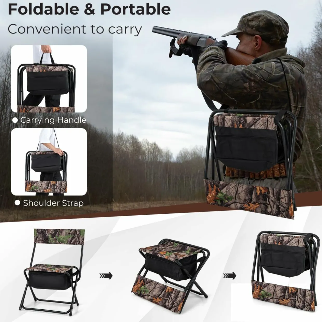 Tangkula Hunting Chair, Foldable Hunting Blind Chair with Storage Pocket