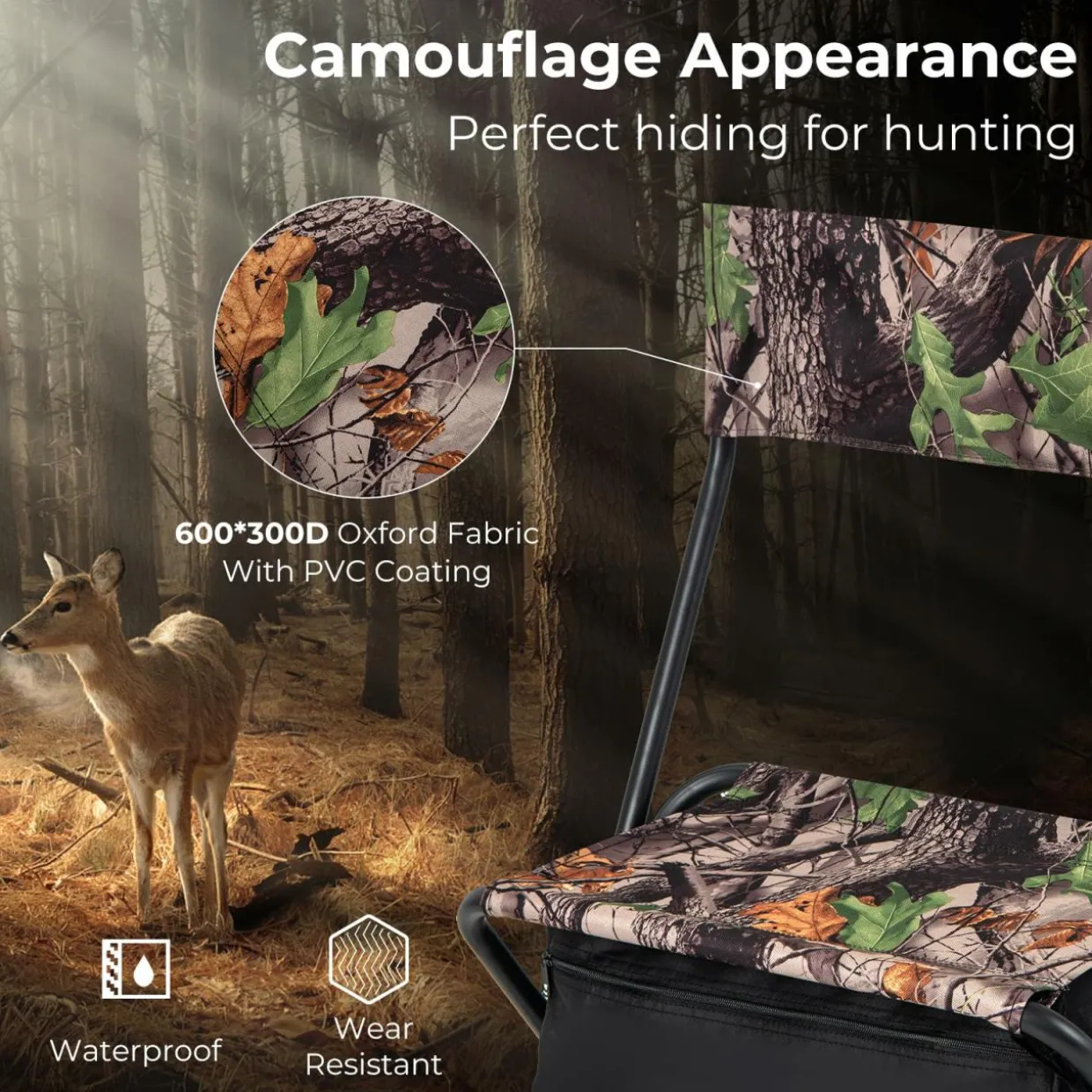 Tangkula Hunting Chair, Foldable Hunting Blind Chair with Storage Pocket