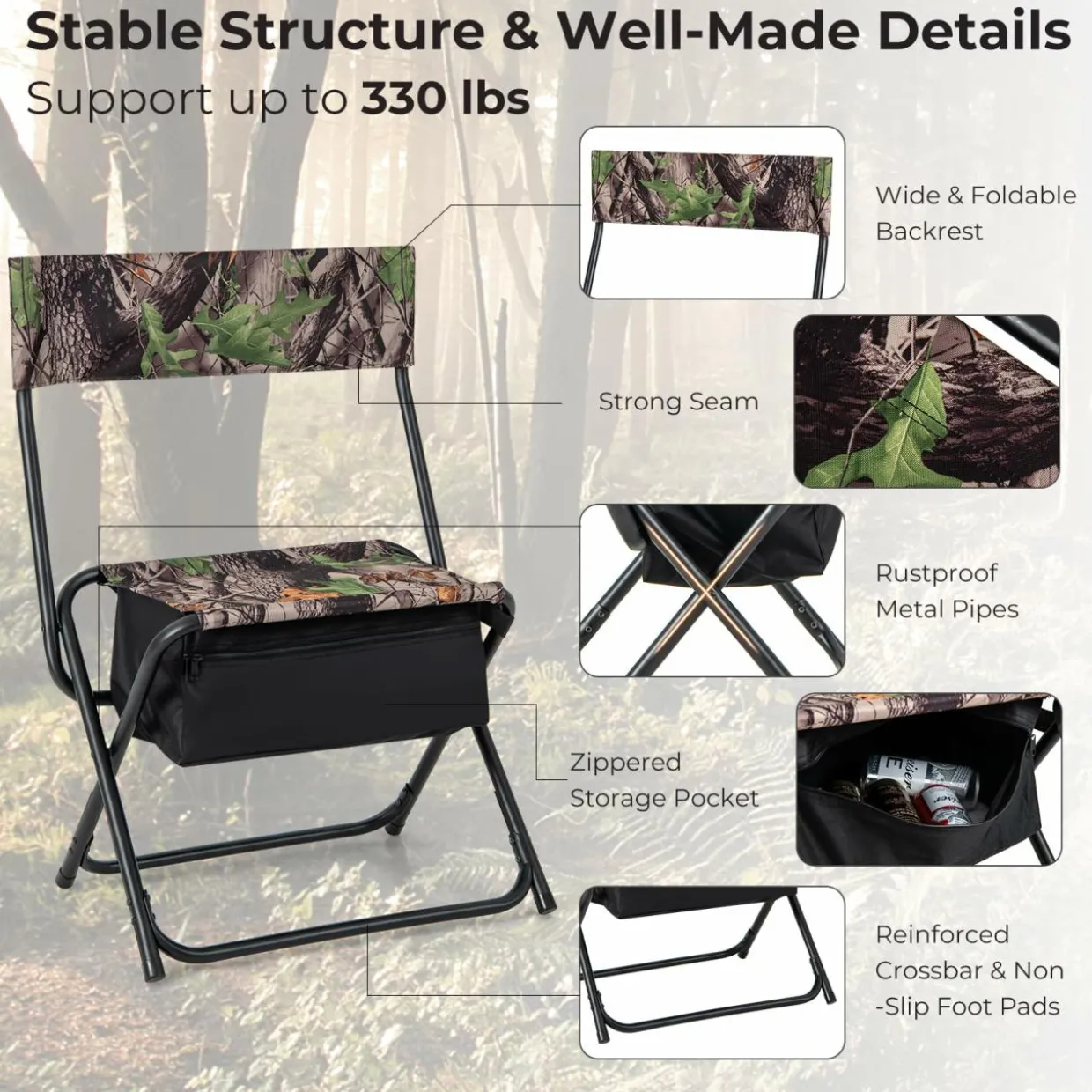 Tangkula Hunting Chair, Foldable Hunting Blind Chair with Storage Pocket