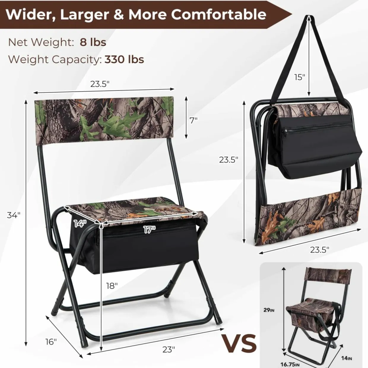 Tangkula Hunting Chair, Foldable Hunting Blind Chair with Storage Pocket