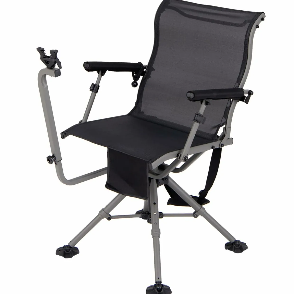 Tangkula Hunting Chair with Shooting Rest, 360° Swivel Hunting Seat with 4 Extendable Aluminum Legs
