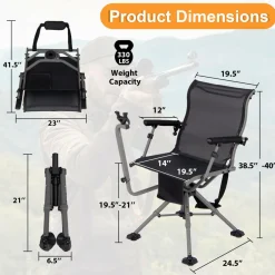 Tangkula Hunting Chair with Shooting Rest, 360° Swivel Hunting Seat with 4 Extendable Aluminum Legs