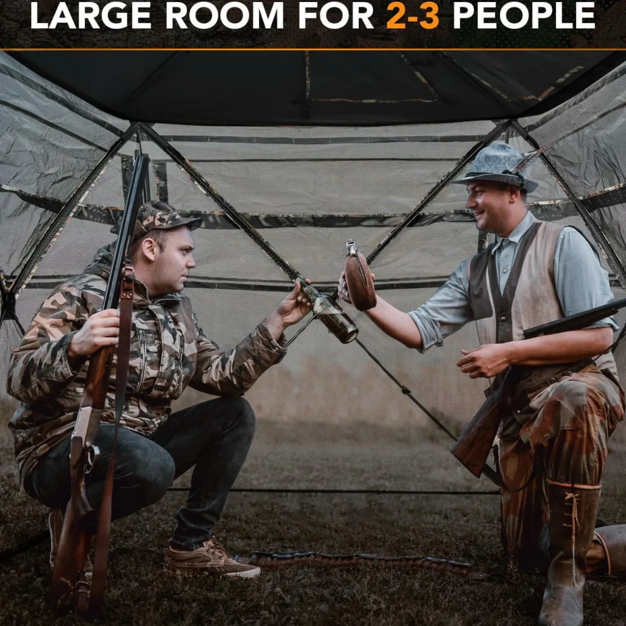 Tangkula 3-in-1 Hunting Blind for 2-4 Person, 360 Degree See Through Ground Blind with Skylight