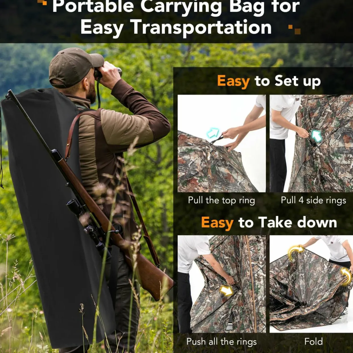 Tangkula 3-in-1 Hunting Blind for 2-4 Person, 360 Degree See Through Ground Blind with Skylight