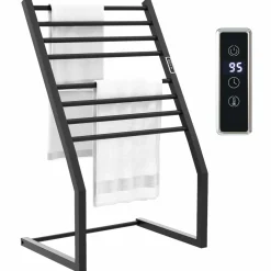 Tangkula 2-in-1 Towel Warmer Rack, 8 Bars Freestanding & Wall Mounted Towel Warmer Rack with LED Display, Built-in Timer