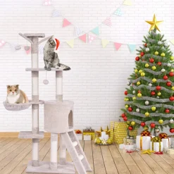 Tangkula 56-inch Cat Tree, Multi-Level Cat Tower Condo with Cat Scratching Post and Ladder