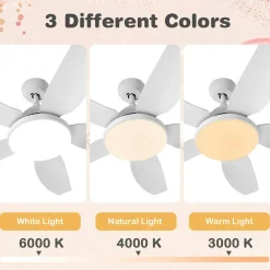 Tangkula 42Inch Ceiling Fan with LED Light and Remote Control, Kids Fan Light with 5 Blades