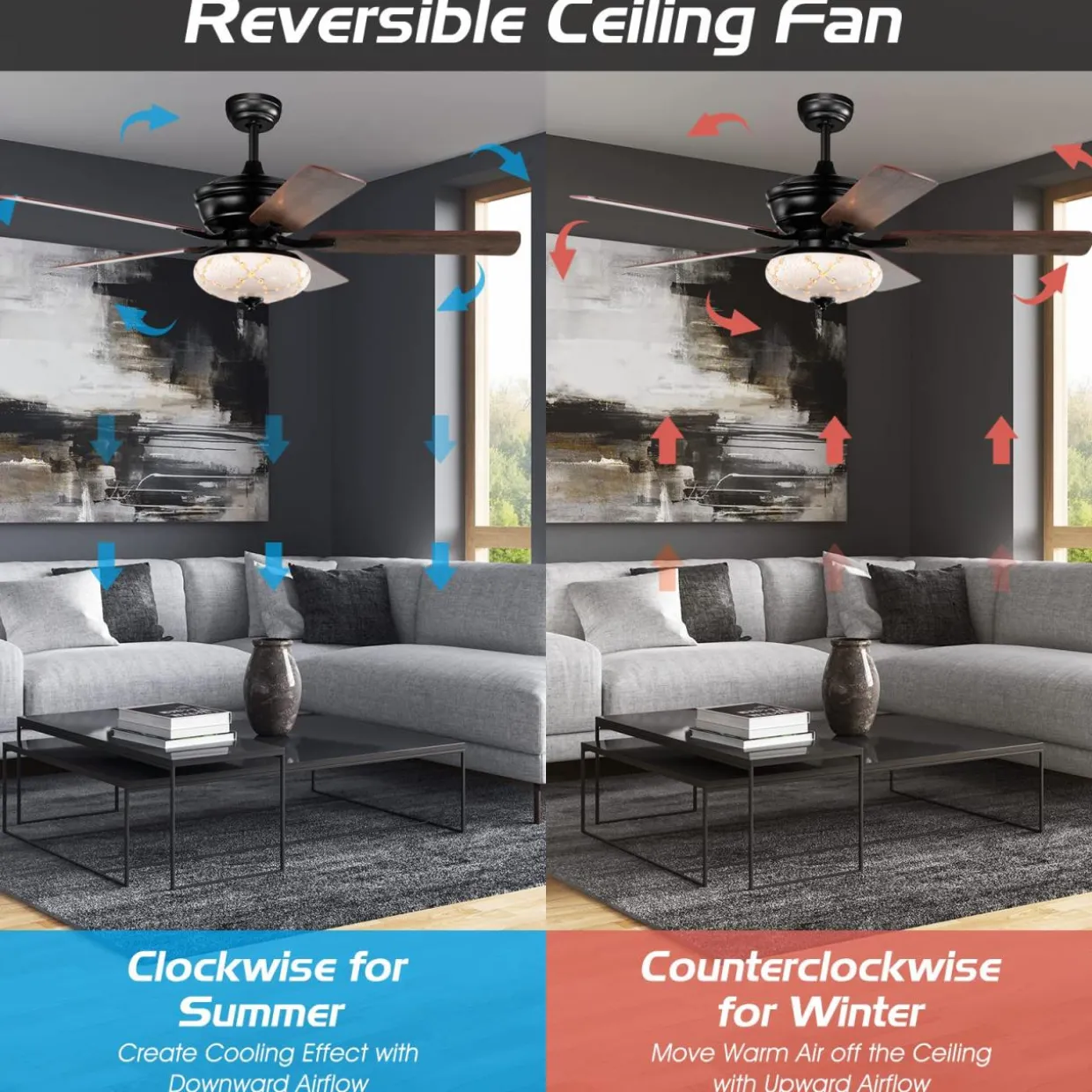 Tangkula 52-Inch Ceiling Fan with Remote Control