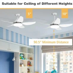 Tangkula 42Inch Ceiling Fan with LED Light and Remote Control, Kids Fan Light with 5 Blades