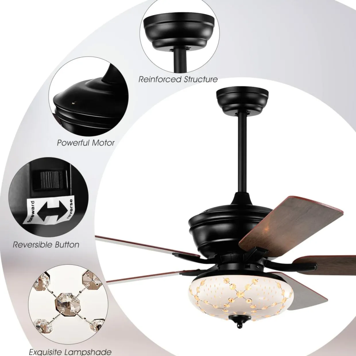 Tangkula 52-Inch Ceiling Fan with Remote Control
