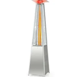 Tangkula 90-inch Outdoor Patio Heater, 42000 BTU Portable Pyramid Propane Heater with Wheels, Quartz Glass Tube