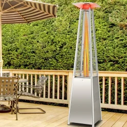 Tangkula 90-inch Outdoor Patio Heater, 42000 BTU Portable Pyramid Propane Heater with Wheels, Quartz Glass Tube