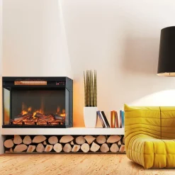 Tangkula 23-Inch 3-Sided Electric Fireplace Insert with Remote Control