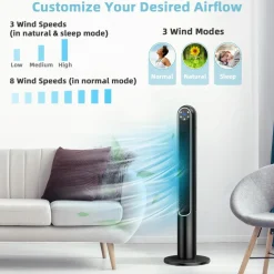 Tangkula 42-Inch Tower Fan with Remote Control, 80 Oscillating Standing Fan w/ LED Display