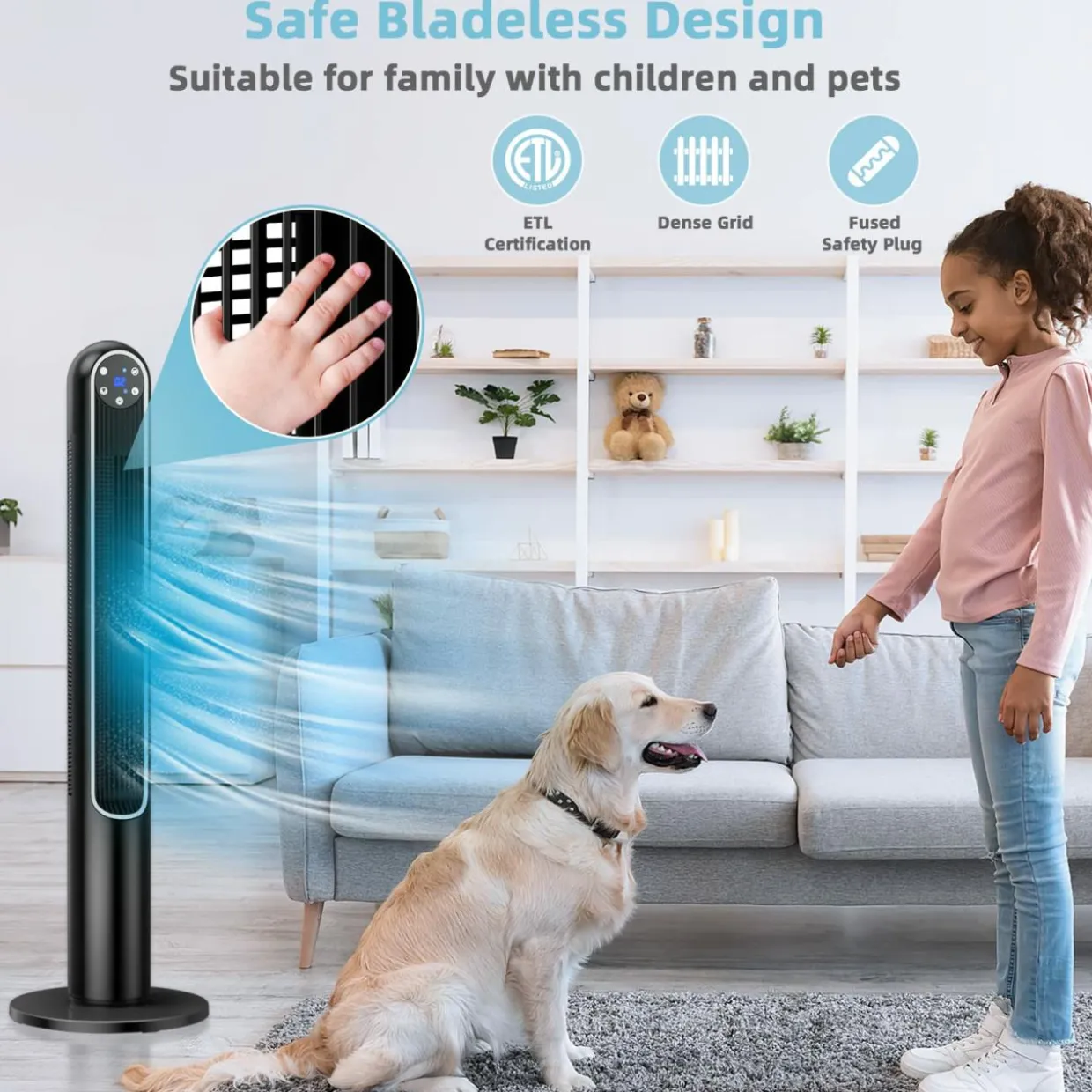 Tangkula 42-Inch Tower Fan with Remote Control, 80 Oscillating Standing Fan w/ LED Display
