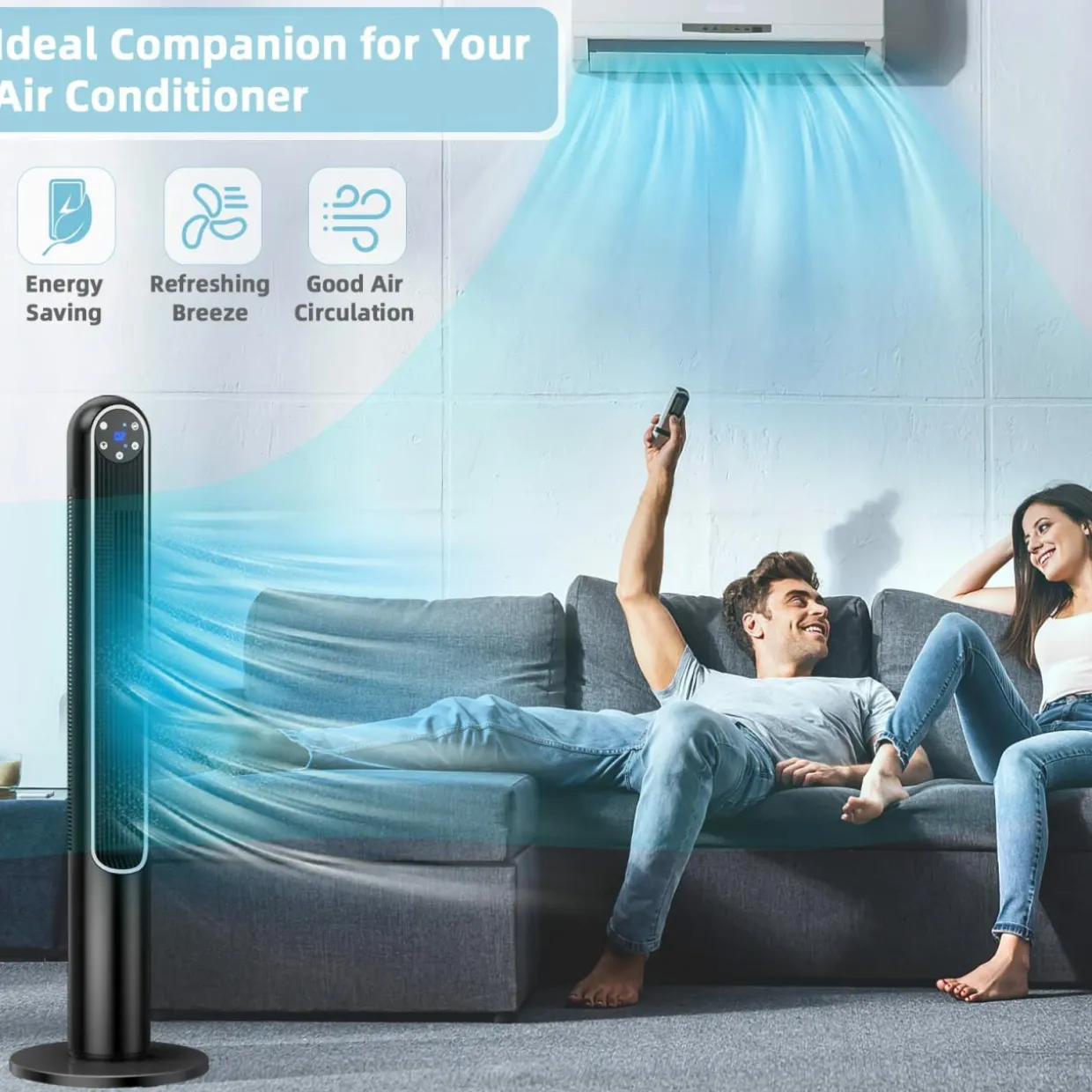 Tangkula 42-Inch Tower Fan with Remote Control, 80 Oscillating Standing Fan w/ LED Display
