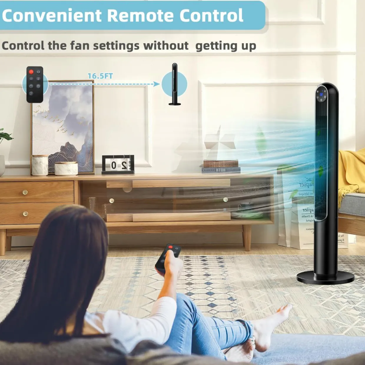 Tangkula 42-Inch Tower Fan with Remote Control, 80 Oscillating Standing Fan w/ LED Display