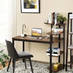 Tangkula Industrial Computer Desk with 4-Tier Storage Shelves