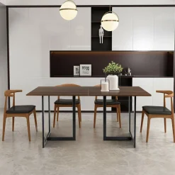 Tangkula Industrial Kitchen Dining Table, Modern Multifunctional Desk with Solid Iron Frame