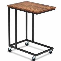 Tangkula Industrial Mobile Side Table, Movable End Table for Coffee Tablet