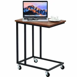 Tangkula Industrial Mobile Side Table, Movable End Table for Coffee Tablet