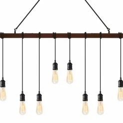 Tangkula Industrial Multi Pendant Light, 8-Light Iron Rustic Island Chandelier, Suspension Line Can Be Adjusted Freely