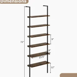 Tangkula Industrial 6-Tier Bookshelf