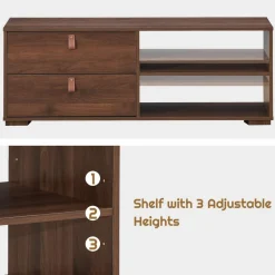 Tangkula Industrial TV Stand for TVs up to 55''Flat Screen, Media Console Table with 2 Drawers