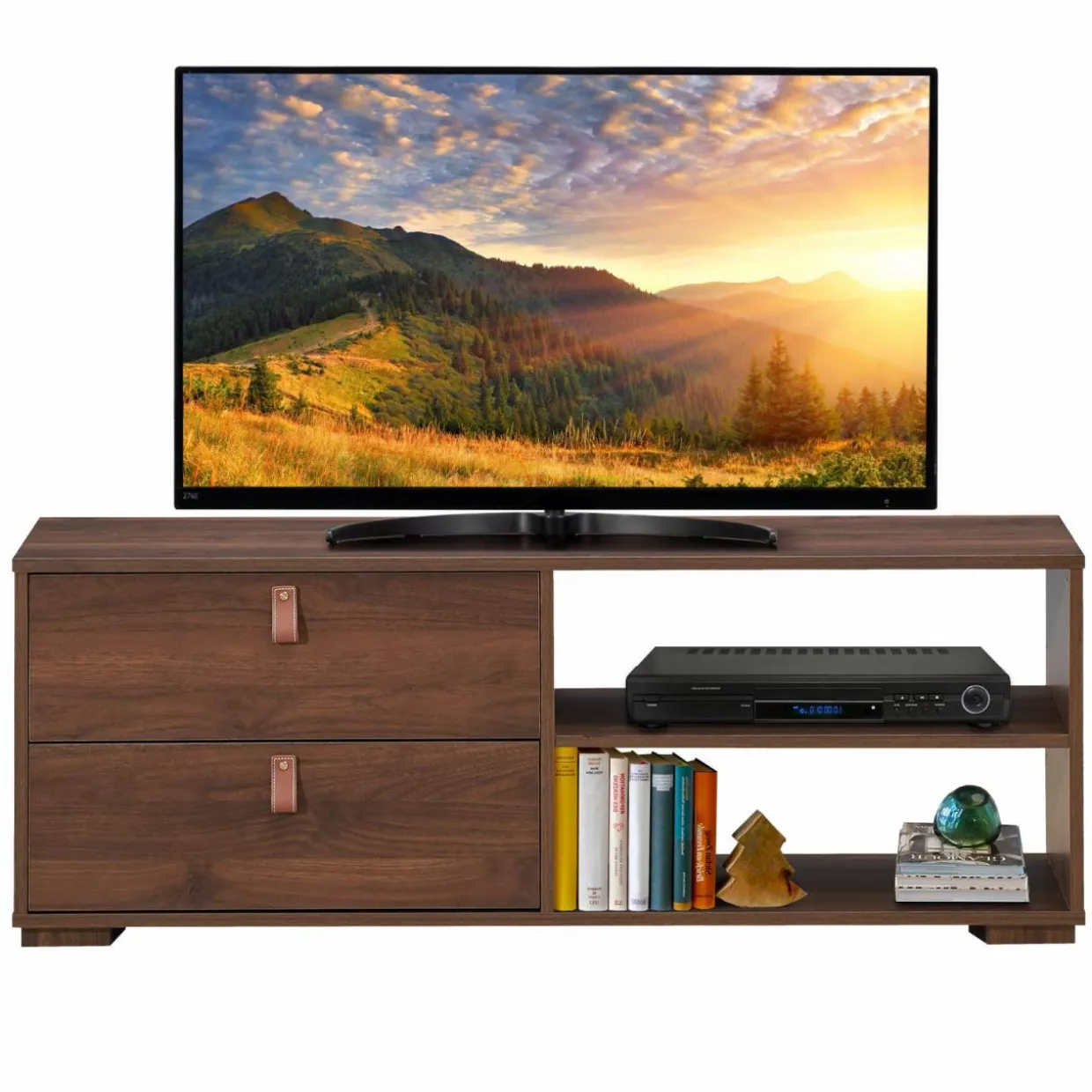 Tangkula Industrial TV Stand for TVs up to 55''Flat Screen, Media Console Table with 2 Drawers