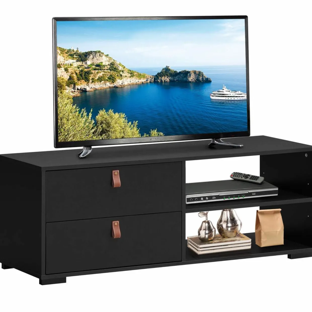 Tangkula Industrial TV Stand for TVs up to 55''Flat Screen, Media Console Table with 2 Drawers