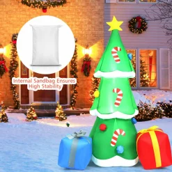 Tangkula  Inflatable Christmas Tree, LED Lights, Built-in Sandbags & Stakes, Indoor Outdoor Holiday Decor