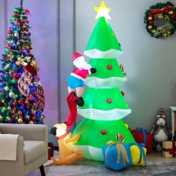 Tangkula  Inflatable Christmas Tree, LED Lights, Built-in Sandbags & Stakes, Indoor Outdoor Holiday Decor