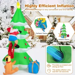 Tangkula  Inflatable Christmas Tree, LED Lights, Built-in Sandbags & Stakes, Indoor Outdoor Holiday Decor
