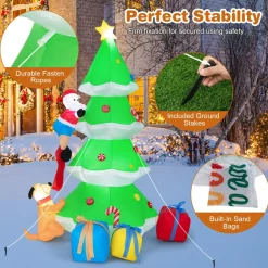 Tangkula  Inflatable Christmas Tree, LED Lights, Built-in Sandbags & Stakes, Indoor Outdoor Holiday Decor