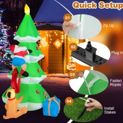 Tangkula  Inflatable Christmas Tree, LED Lights, Built-in Sandbags & Stakes, Indoor Outdoor Holiday Decor