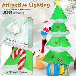 Tangkula  Inflatable Christmas Tree, LED Lights, Built-in Sandbags & Stakes, Indoor Outdoor Holiday Decor