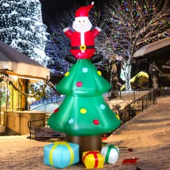 Tangkula  Inflatable Christmas Tree, LED Lights, Built-in Sandbags & Stakes, Indoor Outdoor Holiday Decor
